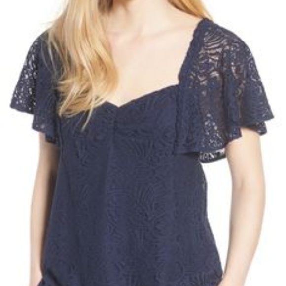 Lace navy top nwot - Picture 2 of 8